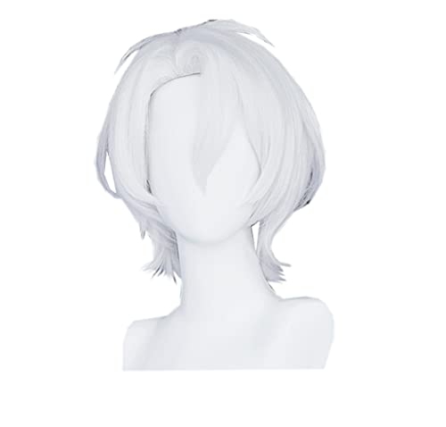 osseoca Noe Black Short White Straight Synthetic Hair Anime Halloween Carnival Comic Exhibition Cosplay Hair Natural Wigs with Bangs