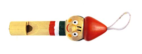 Idea regalo 24 pezzi di FISCHIETTO PINOCCHIO IN LEGNO ARTIGIANALE CON CORDICELLA SOUVENIR ITALIA