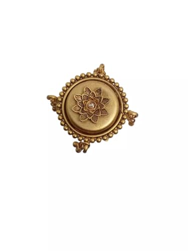 Bague en cuivre dorée style Kundan avec cristal central d'une finition rare