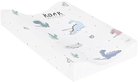 babieswithlove Deluxe Unisex Wedge Anti Roll Nappy Baby Changing Mat with Curved Sides - Candy Andy Dino, white