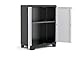 Keter Linear Kunststoffschrank, niedrig, hellgrau/schwarz/blau, 68 x 39 x 90 cm