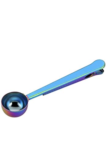 Flamingo Haute Couture Scoop With Clip, Multicolor, Rainbow, Stainless Steel, Coffee, Tea, Protein Powder, Sugar, Bag Clip For Freshness #TOP4