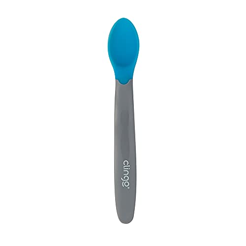 Clingo Colher Silicone Ergonomica Termo Colors Azul/Cinza Azul/Cinza