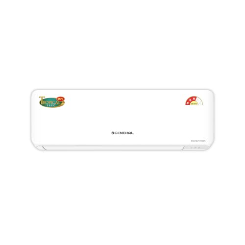 GENERAL 1.5Ton BEE 2026 3 Star Rated,Inverter Split AC(ASGG18CPWA-B,White,Copper,5300W,Powerful Cooling,15m Long Reach Airflow,4 Way Swing,55°C Max,Suitable for 170~200 Sft,Free Standard Installation)