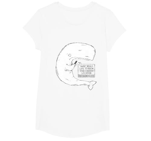 Speed Bump Funny Moby Dick Cartoon T-Shirt, Girls, White, Large