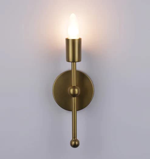 Quality Store Modern Metal Light/Wall Lighting Sconce with Globe Glass Shade Without Bulb (Golden, White) 40Watts(Wired_Electric)