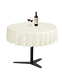Waysle Ivory 70 Inch Round Tablecloth, Washable Polyester Table Cover, for Wedding, Restaurant, Part