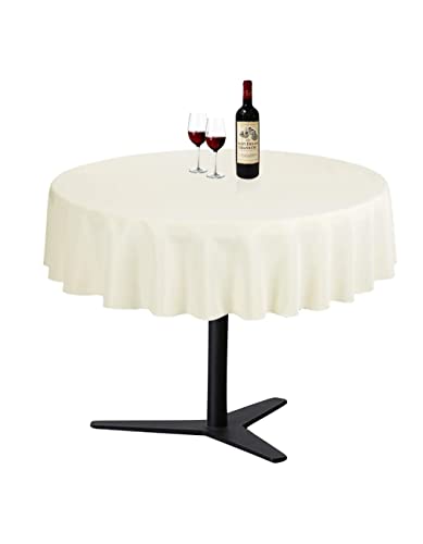 Waysle Ivory 70 Inch Round Tablecloth, Washable Polyester Table Cover, For Wedding, Restaurant, Party & More #TOP12