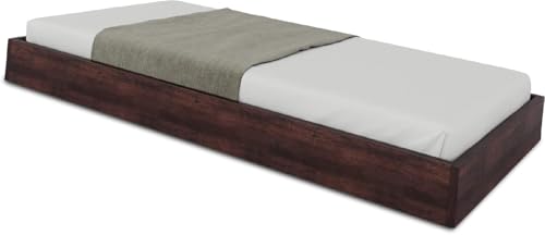 Image of CRAFT D ARTS Sheesham Wood Low Height Single Size Bed Without Storage | Wooden Single Bed | Space Saving Low Floor /Lying /Rise /Level /Profile Cot Bed for Bedroom | Bryan, Dark Brown