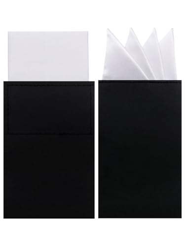 Pocket Squares for Men Prefolded - White & Black