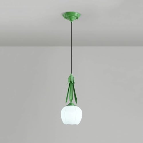 Suspension en verre en forme de fleur lustre en métal vert 15 cm