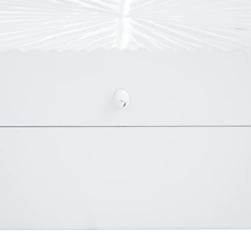 Cosmoliving By Cosmopolitan Wood Geometric Box With Hinged Lid, Set Of 2 10", 8"W, White #TOP5