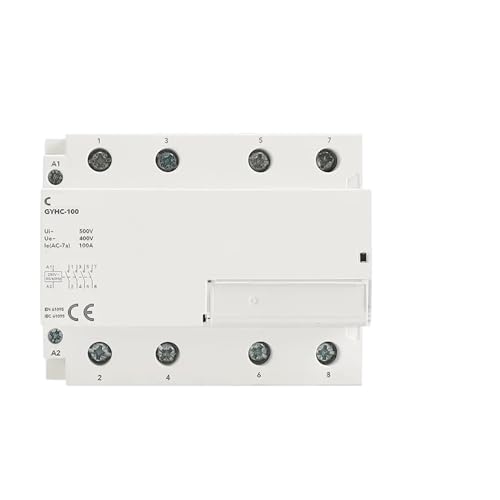 Contacteur modulaire 4 poles 100A 230V AC commande circuit triphase rail DIN
