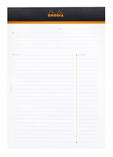 RHODIA 164009C, Stapled Notepad Meeting N°16 Black, A5, Pre-Printed Date/Notes/Action, 80 Detachable Sheets - Image 3