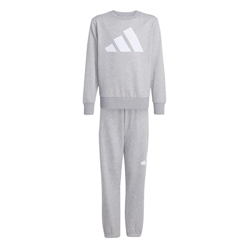 adidas Unisex niños ESSENTIALS FLEECE JOGGER, medium grey heather/white, 11-12 Years