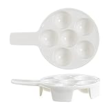 PASIGRO 2 Pack White Ceramic Escargot Plates With 6 Holes 6.8-Inch Porcelain Multifunction Food Dish Snail Plate For Oven (Small-6 hole)
