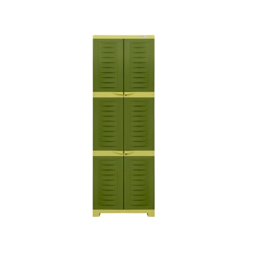 Image of Oaknest Supreme Fusion-03 Plastic Storage Cabinet | Compact & Multipurpose Storage Solution | Waterproof, Durable & Lightweight | Ideal for Home, Office & Garage | Green and Yellow