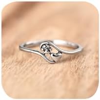 Dog Cat Paw Print Love Heart Cute Ring Puppy Pet Lovers Ring Gifts for Family Friend 925 Sterling Silver Plated Animal Creative Jewelry Thin Stackable Cocktail Comfort Fit Ring Size 9 image 2