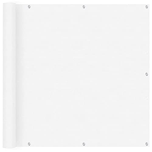 Balcony Privacy Protective Screens 0.7x6m Fence Screen Garden Screen Sunshade HDPE UV Protection with Eyelets and Cord and Cable Ties Attached for Yard Lawn Pergola Decking Pool Patio, White