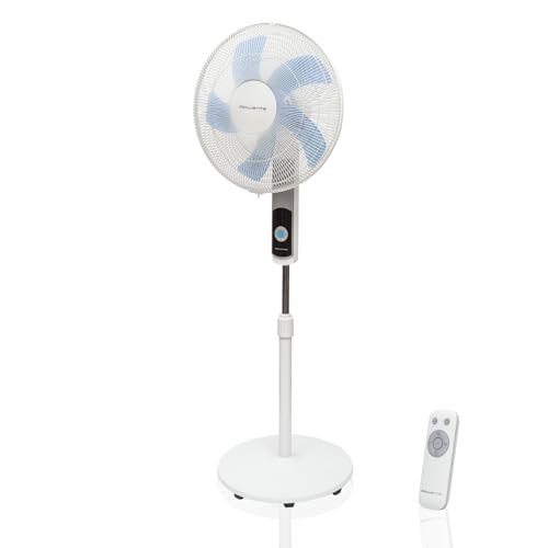Rowenta Turbo Silence - Ventilador de pie, solo 35 dB (A) modo Silent Night ahorro energía, 12 velocidades, pantalla LED digital, temporizador, mando a distancia, blanco, VU5650