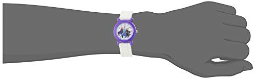 Disney Frozen 2 Elsa,Anna,Sven,Olaf Grils' Purple Plastic Time Teacher Watch, White Silicone Strap, WDS0008262