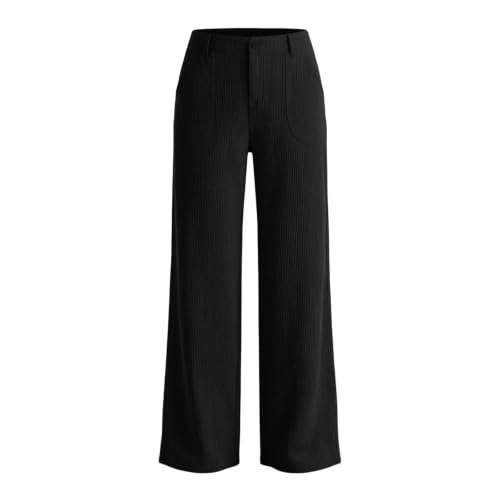 Womens Corduroy Pants Straight Leg High Waisted Fall Trousers Black - image 7