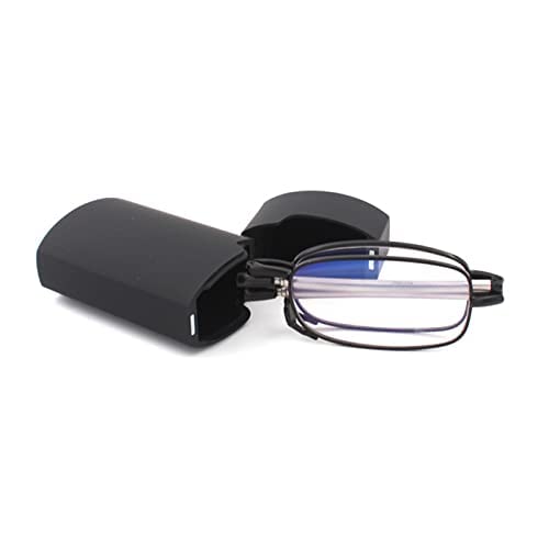MMOWW Filtro de Luz Azul Gafas de Lectura Plegables Para Hombres y Mujeres con Varillas Telescópicas con Estuche Portátil (Negro, +1.5)