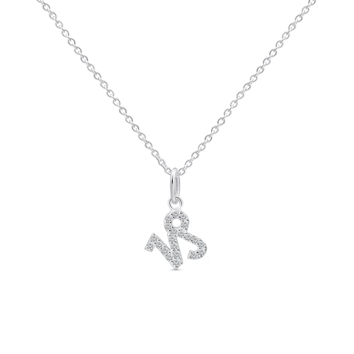 Amberta Collar Signo del Zodiaco para Mujer en Plata de Ley 925 con Circonitas - Collar Zodiacal de Plata: Collar Capricornio Plata