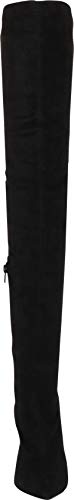 Liliana Db54 Women Suede Pointy Toe Thigh High Single Sole Stiletto Boot,Black,8.5 #TOP1