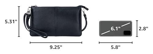 Image of Bveyzi Genuine Leather Wristlet Purses for Women, Envelope Clutch Wallet Small Crossbody Bags for Dressy Evening