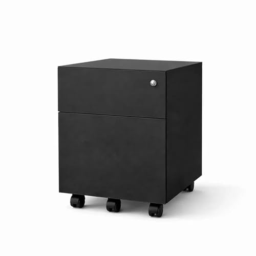Spacio Cajonera metálica Oficina 2 o 3 cajones Buck movil Archivador Profesional Alta Gama con Ruedas y Cerradura 40 x 54 x 55 cm (Negro, Cajón+Archivo)