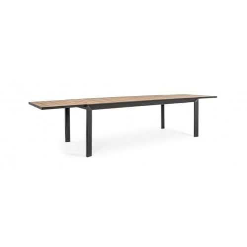 KONTE.DESIGN Mesa extensible Belmar efecto madera y estructura de aluminio antracita 220 x 100 cm - 340 x 100 cm