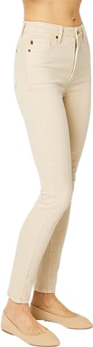 Judy Blue Women's High-Rise Garment Dyed Tummy Control Skinny Jeans 88845 (US, Numeric, 20, Plus, Regular, Bone)3