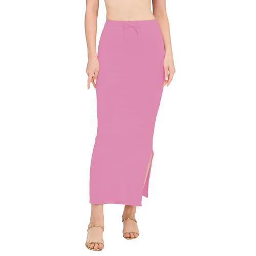 Image of DESI GIRL Cotton Lycra Stretchable Saree Shapewear Petticoat with Drawstring for Women | Fishcut Saree Petticoat with Side Slit for Easy Movement | Saree Shaper | Long inskirt