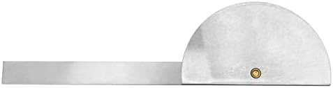 QWORK Protractor Stainless Steel 0-180° Round Head Angle Finder Ruler with 10cm Ruler, Woodworking Ruler for Painting Drawing Measuring