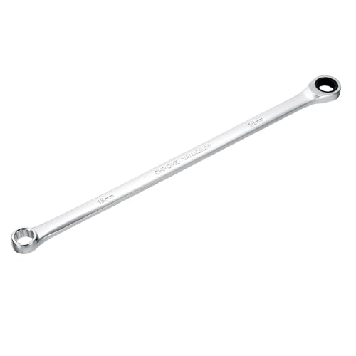 Clé à cliquet 15 mm en acier chrome vanadium extra longue de sourcing map - 2
