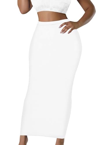 Yuopeid Women's Summer Bodycon High Waist Slim Fit Solid Color Casual Cocktail Club Party Pencil Long Maxi Skirts2