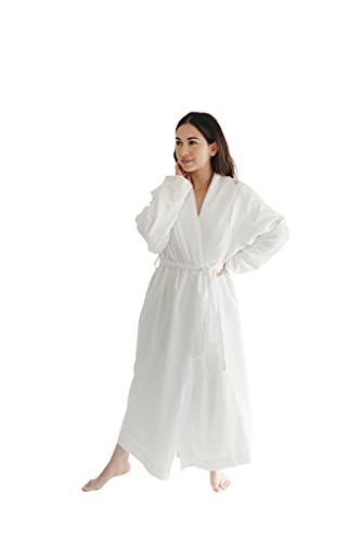 Telegraph Hill - Double Layer Twill Robe | Soft Microfiber Spa Bathrobe (Medium, White) #TOP2