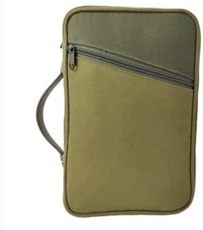 Miniatura 8 de Funda bíblica para hombre, funda de biblia de camuflaje, funda grande de lona para transporte de la Biblia y asa de cuero, pestañas de la Biblia