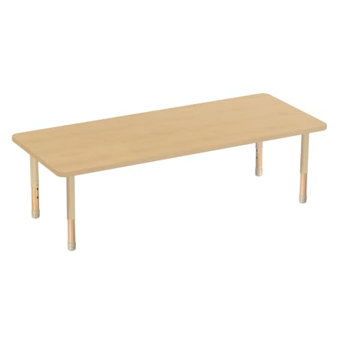 Image of Factory Direct Partners 30 inch x 72 inch Rectangle Kids Classroom Table with Adjustable Chunky Wood Legs