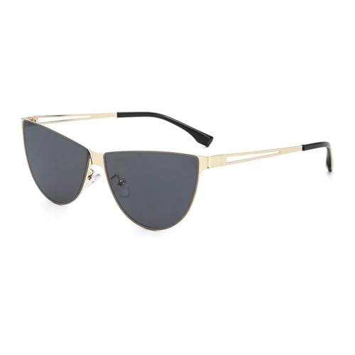 Lunettes de soleil œil de chat monture métallique branches creuses protection UV
