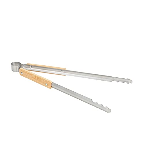 Pinzas de Cocina Pinzas para Alimentos de Acero Inoxidable, con Mango de Madera, para Cocina de Barbacoa, tamaño: 40,5 cm, Fuerte y Resistente