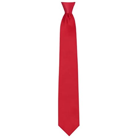 Jacob Alexander Men's Pre-Tied Solid Color Clip-On Neck Tie - Red Cover