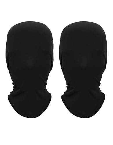 Supeniu 2 Pack Full Face Mask Black Halloween Spandex Cosplay Hood Faceless Morph Masks Unisex Adult Party Costume Head Cloth (Black Pack)