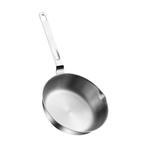 JISADER Sartén de Acero Inoxidable para freír Huevos, Calentador de Aceite, sin Revestimiento, Mango Anti-escaldaduras, Olla para derretir, 16cm