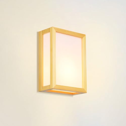 Jadssox Aplique de Pared de Madera Aplique Cuadrado nórdico lámpara de Pared de Madera escandinava, Apliques cableados de Pared lámparas de Pared E27 lámparas de Pared para Dormitorio Sala de Estar