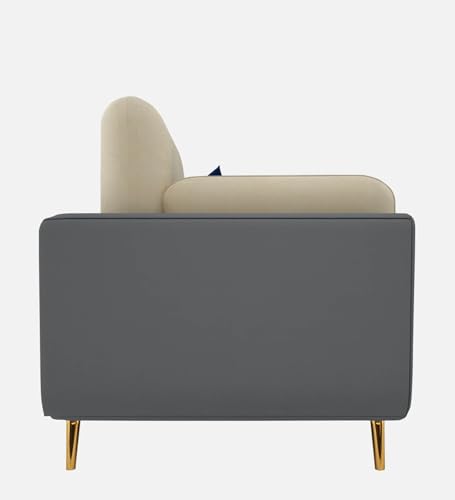 Image of Sixpine Luxury Dual Color Upholstery Sofa in Premium Velvet | Solid Wood Structure | Sturdy Golden Legs | High Density Foam | Extra Comfort for Modern Living Room (Blue & Beige, 1 Seater)
