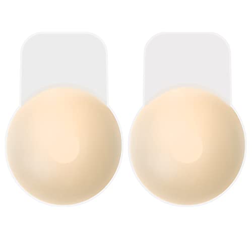 Brightdeal 1 Paar Silikon Nippelpads - Trägerloser Unsichtbarer Klebe BH Push Up Nipple Cover, Wiederverwendbare & Waschbare Brustwarzen Abdeckungen Cover