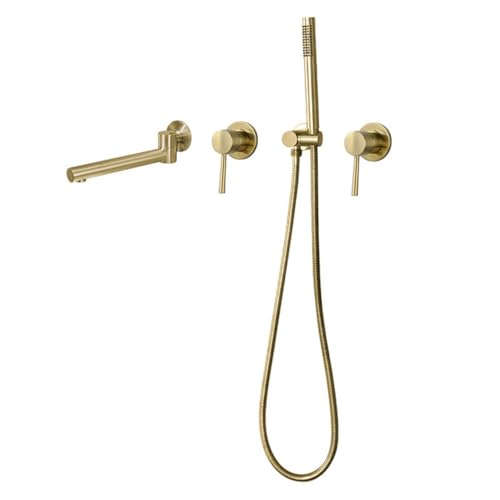 Ensemble de douche en or brossé avec mitigeurs haut de gamme et finitions luxe
