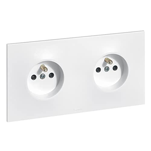 LEGRAND | Double Prise De Courant Précâblée Neptune, Installation Facile Sans Outil, Éclips De Protection Pour Enfants, Appareil Complet Prêt À Installer
